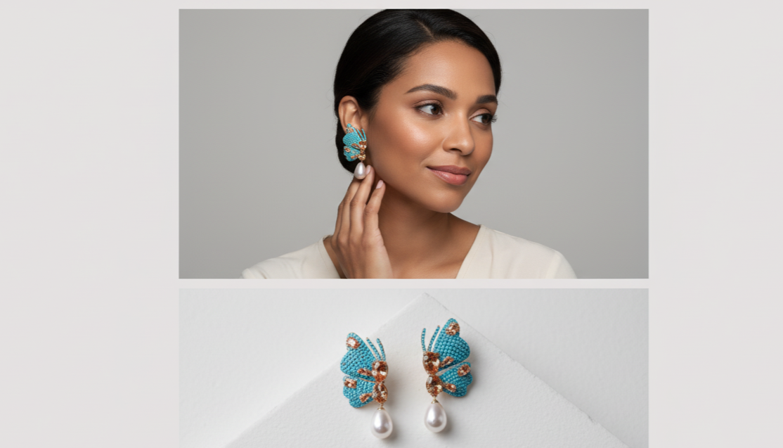 Butterfly Pearl Drop Earrings