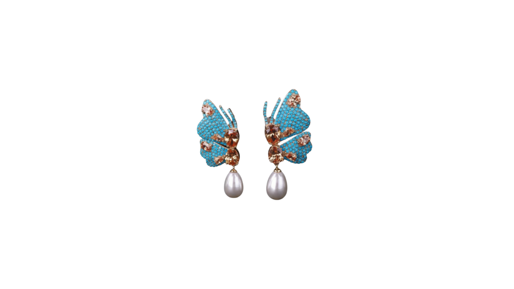 Butterfly Pearl Drop Earrings