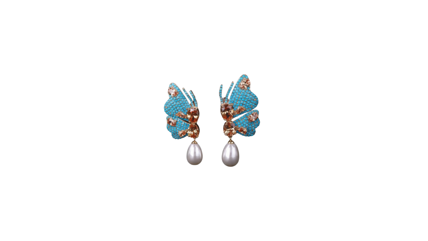 Butterfly Pearl Drop Earrings